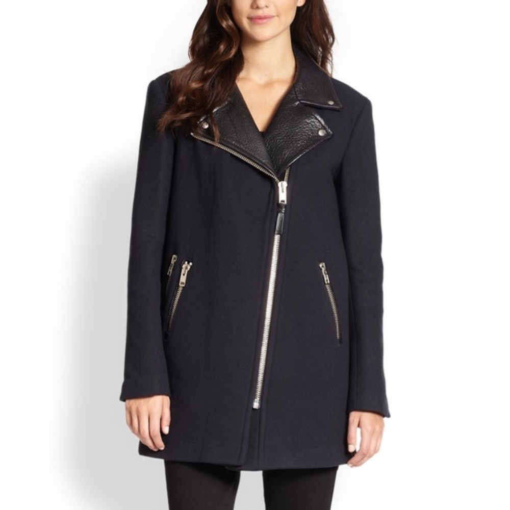 MACKAGE |Phylis Wool Blend Coat with Leather Colla